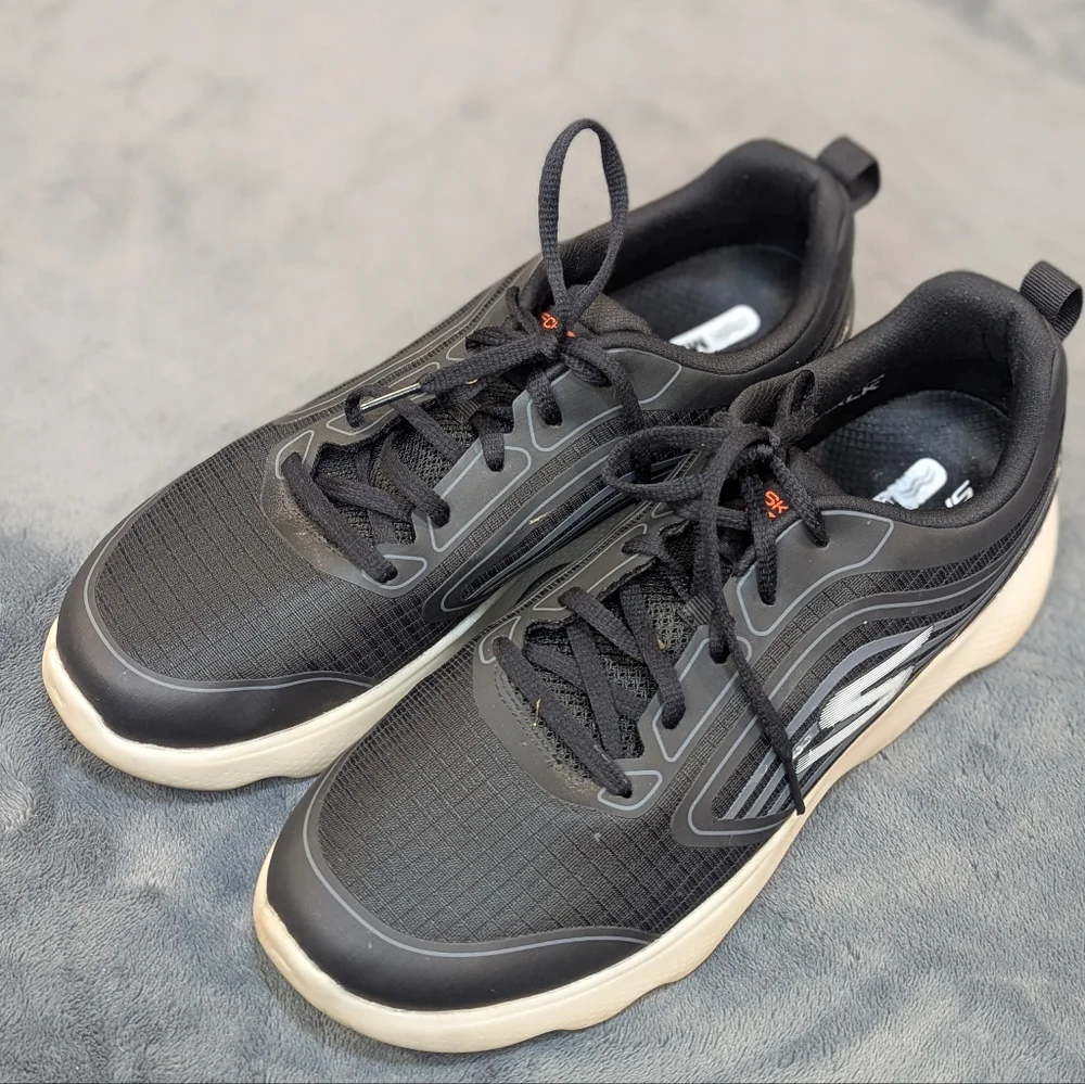 Skechers Men's Go Walk Massage Fit Comfort Lace Up Sneakers Black Size 10.5
